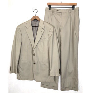 NWT HASPEL Astor Cotton Classic Pleated 2pc Suit 38R Jacket 32x30 Pant Oyster